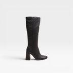Women's Knee-High Boots with Square Heel and Zip