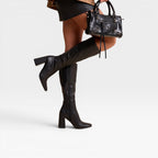 Women's Knee-High Boots with Square Heel and Zip — view 6