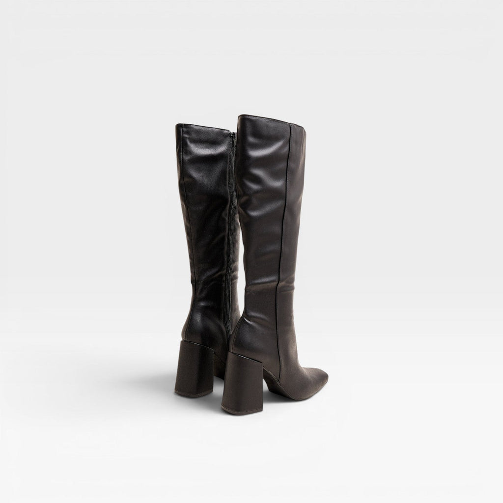 Women's Knee-High Boots with Square Heel and Zip — view 2
