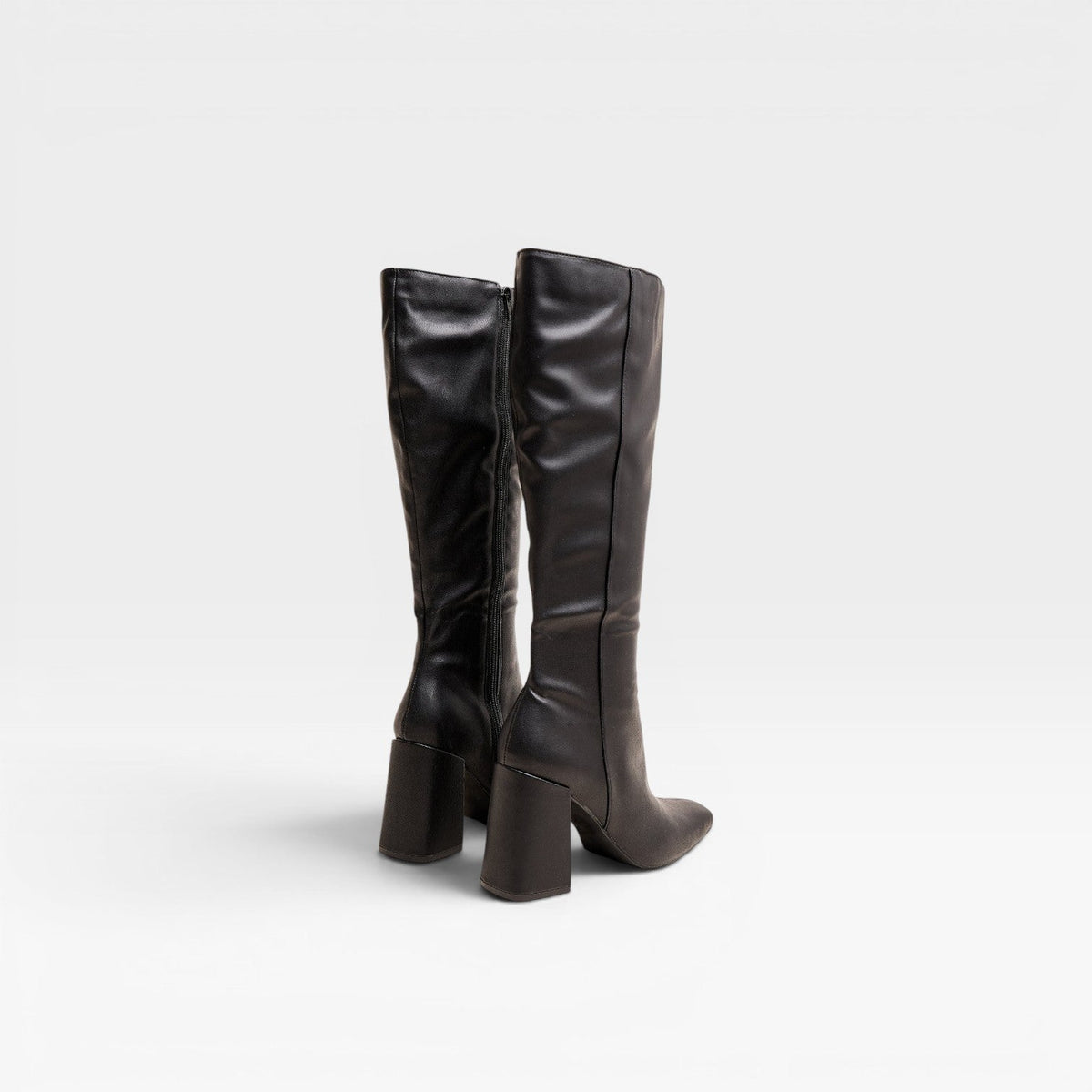 Women's Knee-High Boots with Square Heel and Zip — view 2
