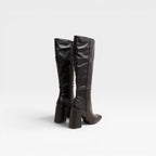 Women's Knee-High Boots with Square Heel and Zip — view 2
