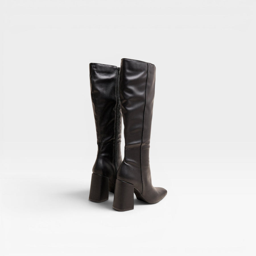 Women's Knee-High Boots with Square Heel and Zip — view 2
