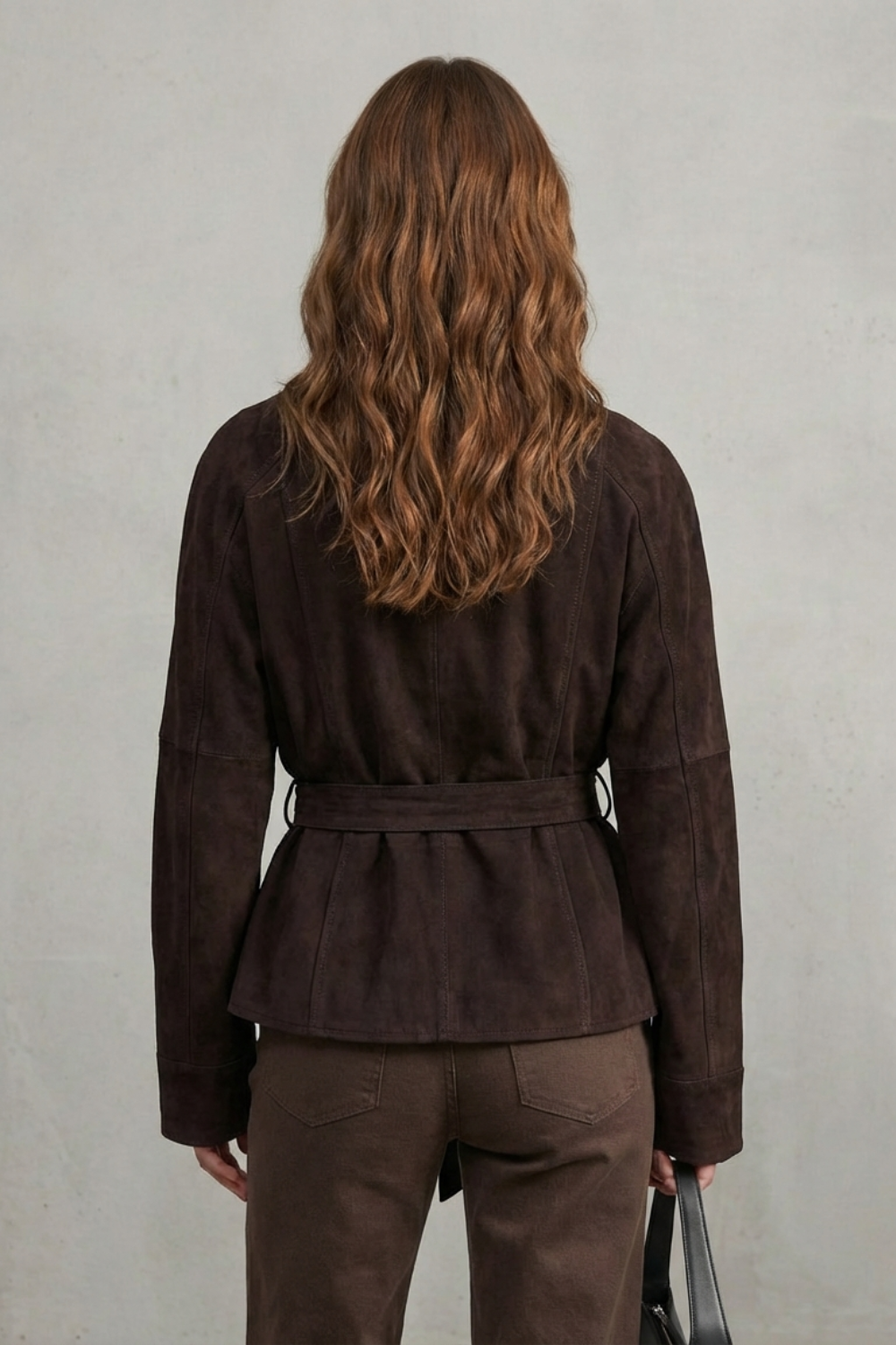 Women's cropped double-breasted wool-blend belted jacket