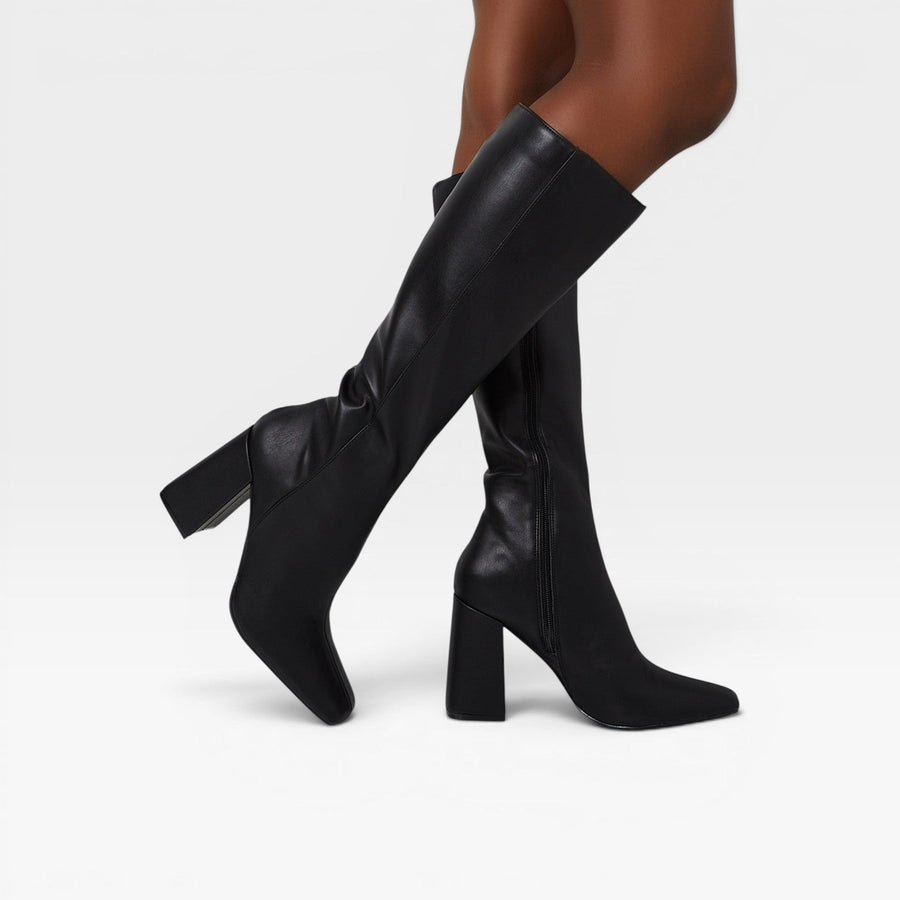Women's Knee-High Boots with Square Heel and Zip — view 3
