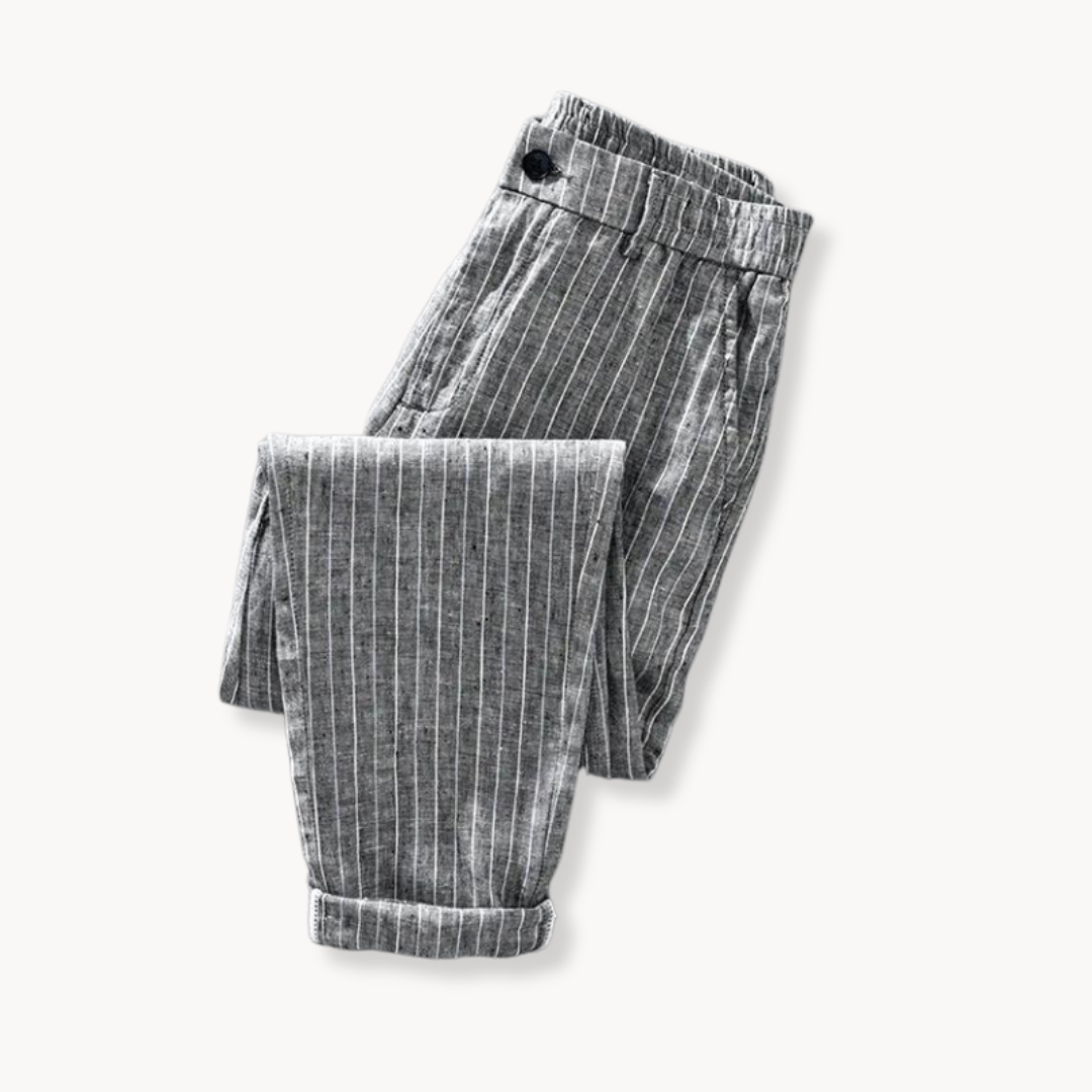 Men's Pinstripe Linen Trousers | Ulric