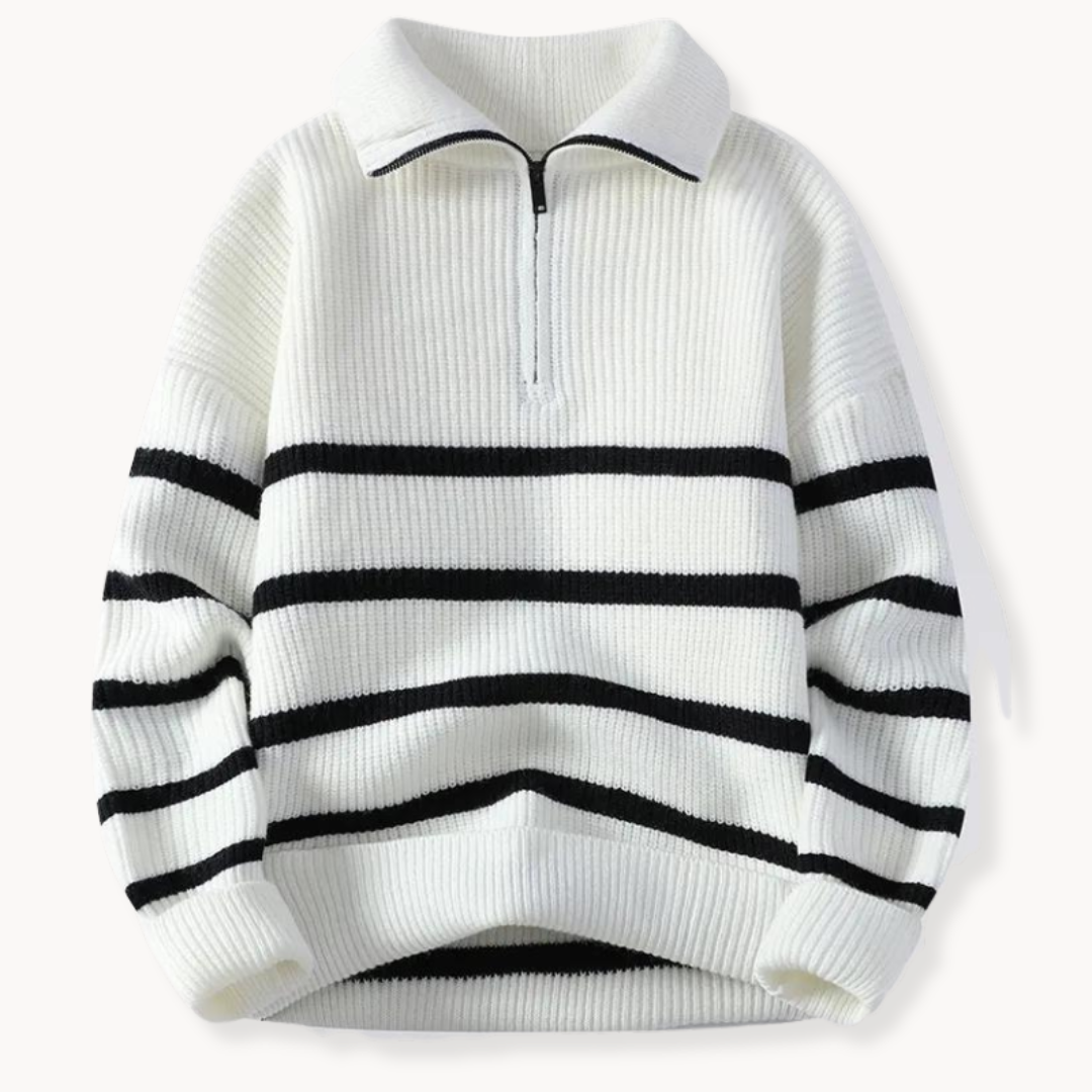 Men's Striped Quarter-Zip Jumper | Carlo