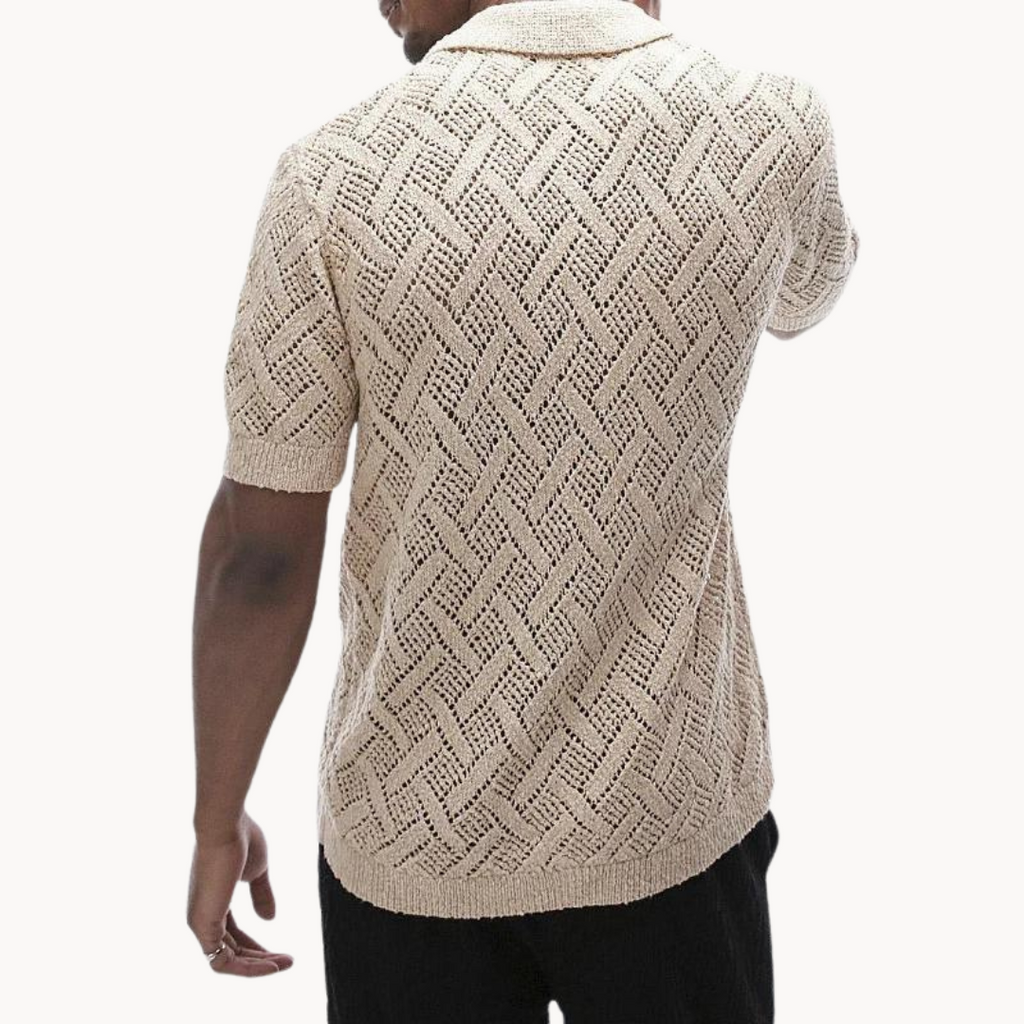 Men's Knitted Camp-Collar Cardigan in Grey – view 2