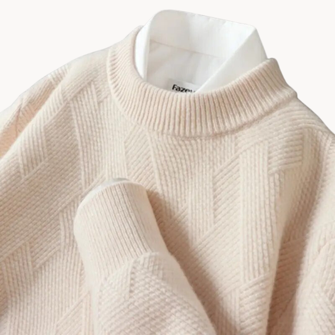 Men's Jacquard Knit Jumper | Textured Weave
