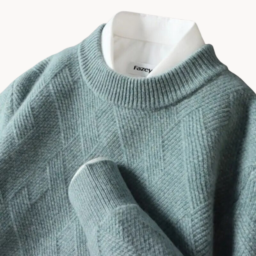 Men's Jacquard Knit Jumper | Textured Weave