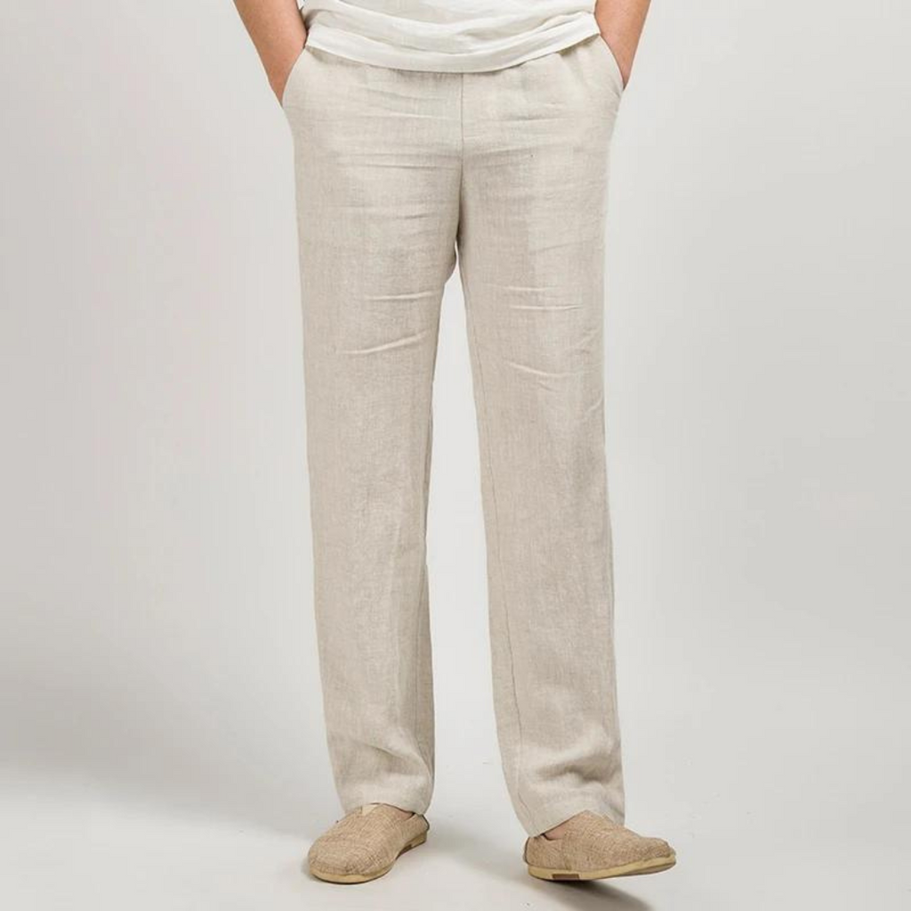 Men's Linen Straight-Leg Trousers | Yves