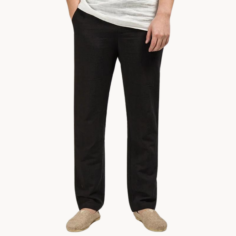 Men's Linen Straight-Leg Trousers | Yves