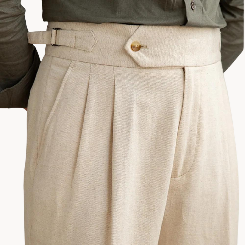 Men's Pleated Linen Trousers | Vento