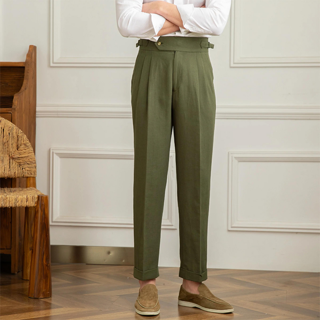 Men's Pleated Linen Trousers | Vento