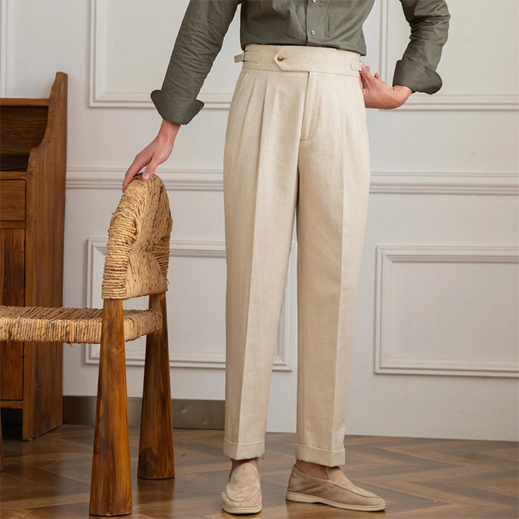 Men's Pleated Linen Trousers | Vento