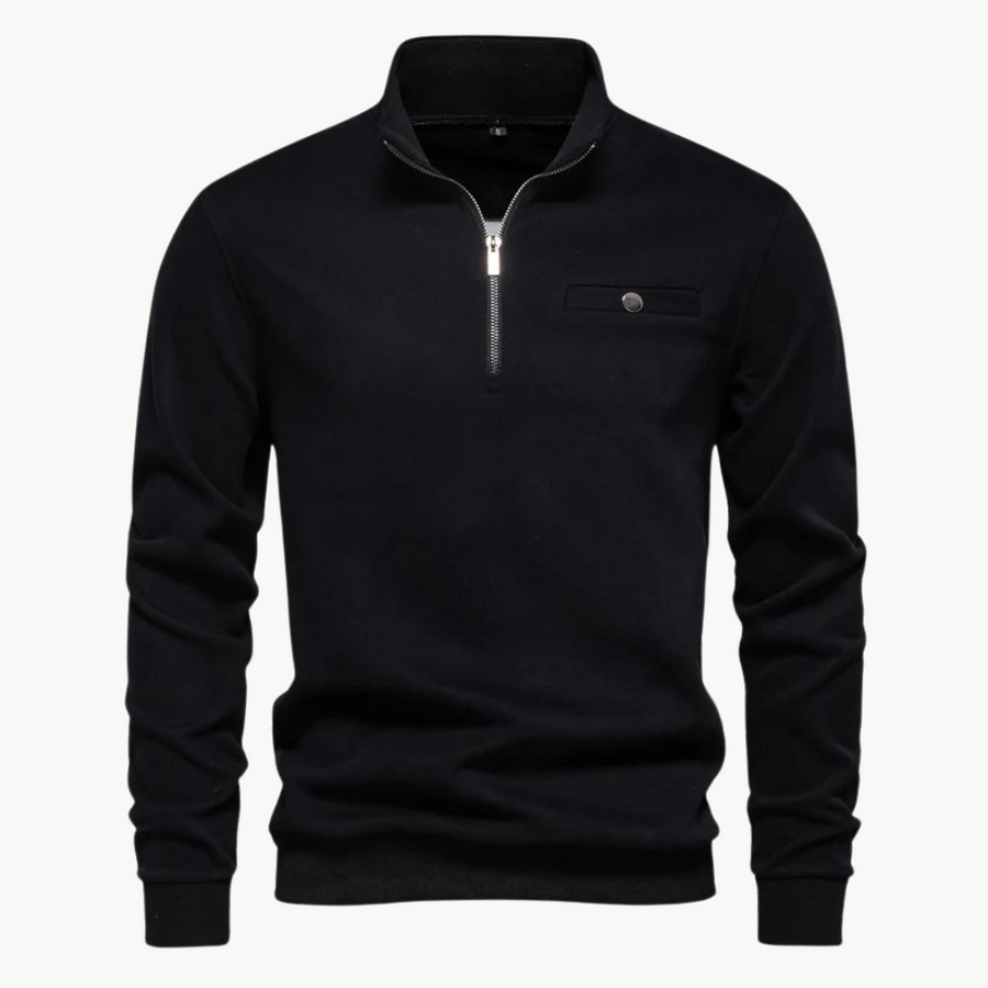 Men's Zip-Up Mock Neck Jumper | Lamberto