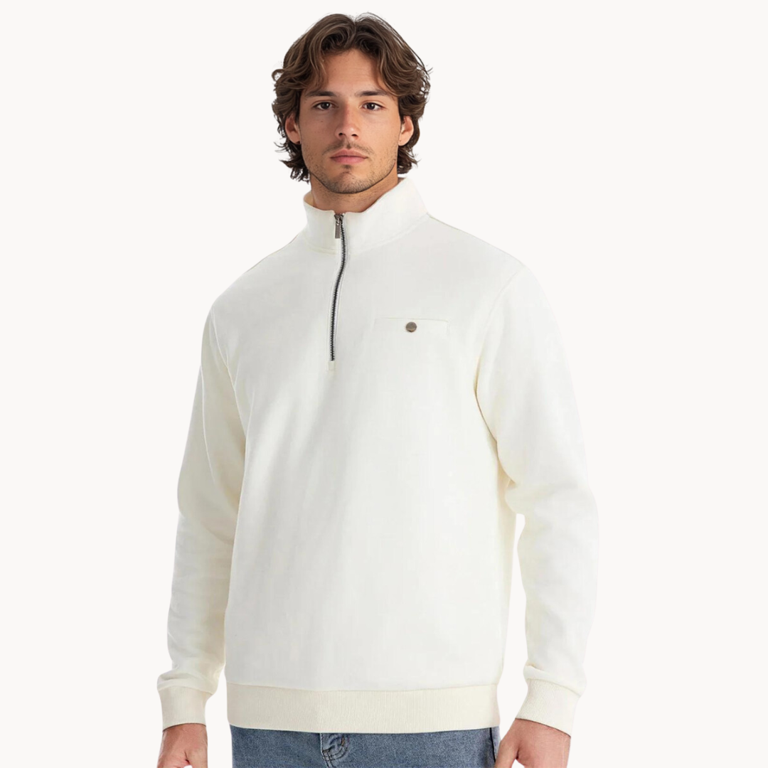 Men's Zip-Up Mock Neck Jumper | Lamberto