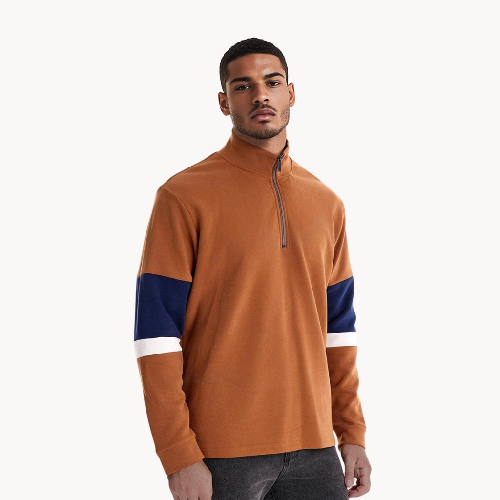 Men's Striped Quarter-Zip Jumper | Sultan