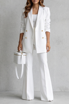 Women's double-breasted blazer and flared trouser suit set