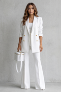 Women's double-breasted blazer and flared trouser suit set