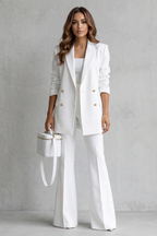 Women's double-breasted blazer and flared trouser suit set