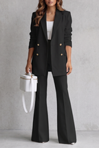 Women's double-breasted blazer and flared trouser suit set
