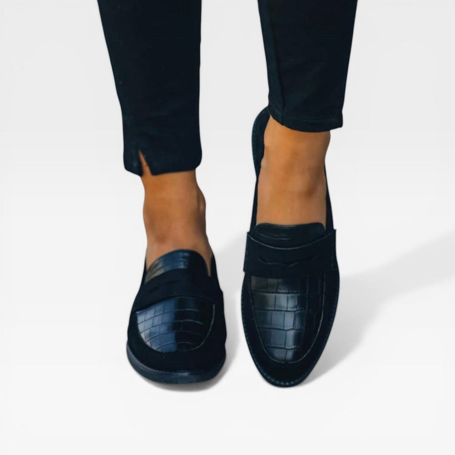 Women's Black Croc Print Moccasins — view 3