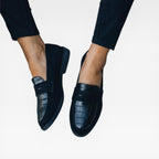 Women's Black Croc Print Moccasins — view 5