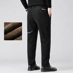 Men's fleece-lined straight-leg corduroy trousers