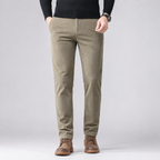 Men's fleece-lined straight-leg corduroy trousers