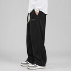 Men's wide-leg corduroy trousers with drawstring waist