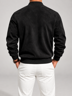 Men's suede-look bomber jacket with stand collar