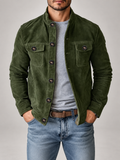 Men's stand collar corduroy overshirt jacket