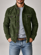 Men's stand collar corduroy overshirt jacket