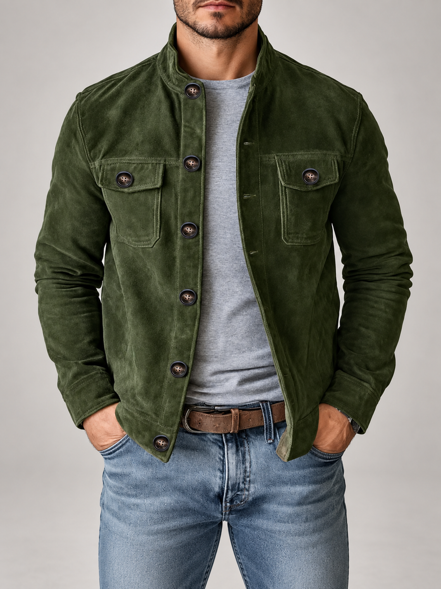 Men's stand collar corduroy overshirt jacket