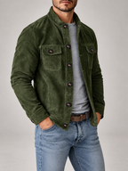 Men's stand collar corduroy overshirt jacket