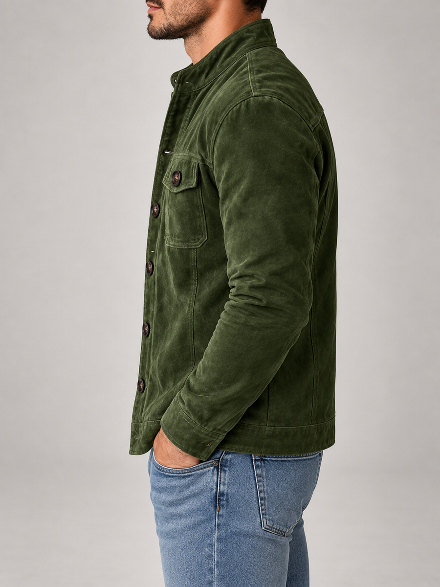 Men's stand collar corduroy overshirt jacket