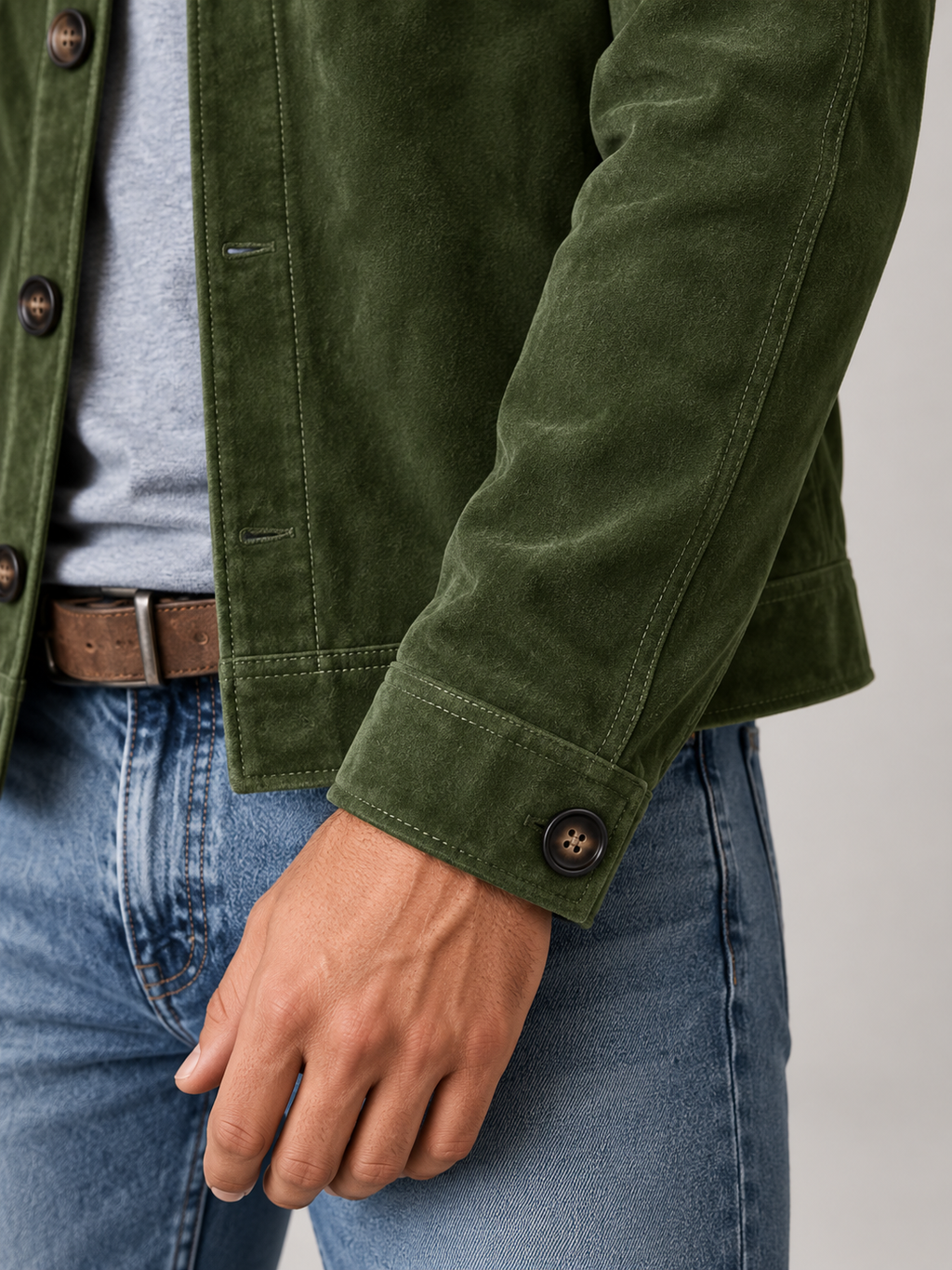 Men's stand collar corduroy overshirt jacket
