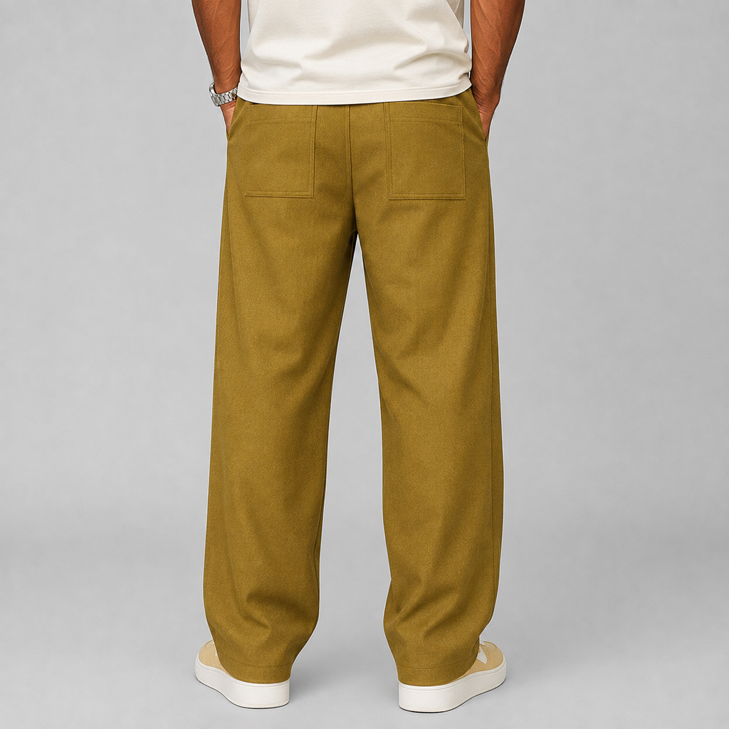 Men's relaxed wide-leg drawstring trousers
