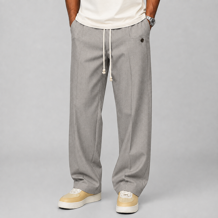 Men's relaxed wide-leg drawstring trousers