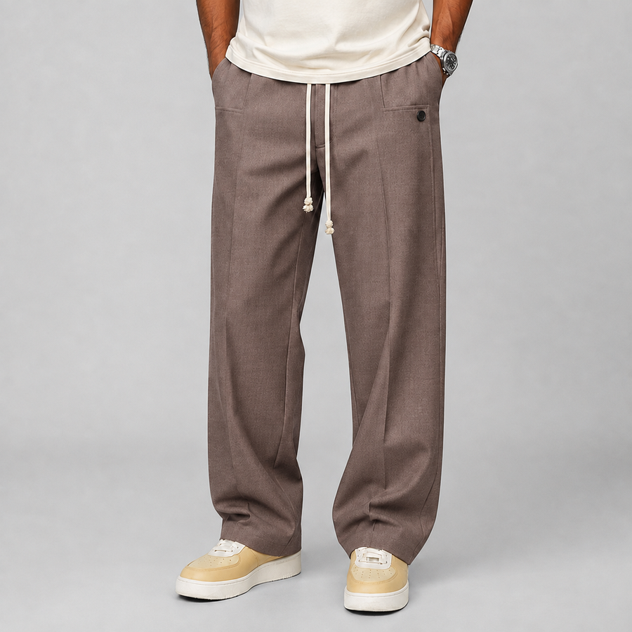Men's relaxed wide-leg drawstring trousers
