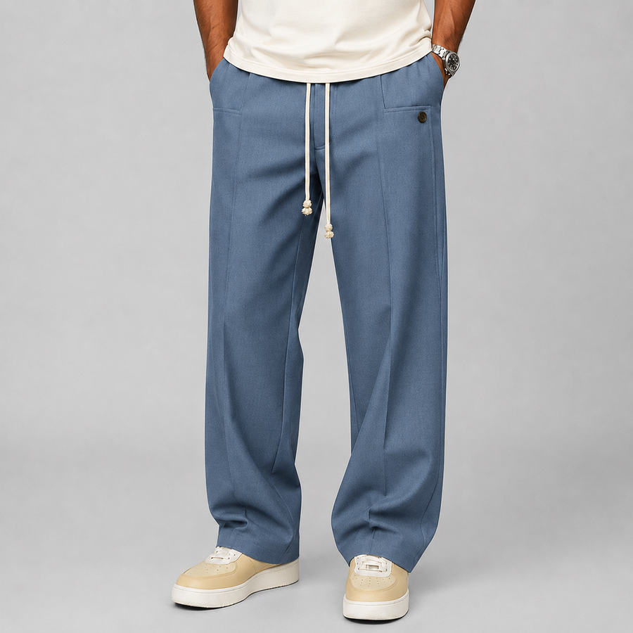 Men's relaxed wide-leg drawstring trousers