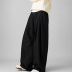 Men's high-waist double-pleat wide-leg tailored trousers