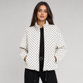 Women's oversized cropped polka dot bomber jacket