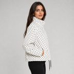 Women's oversized cropped polka dot bomber jacket