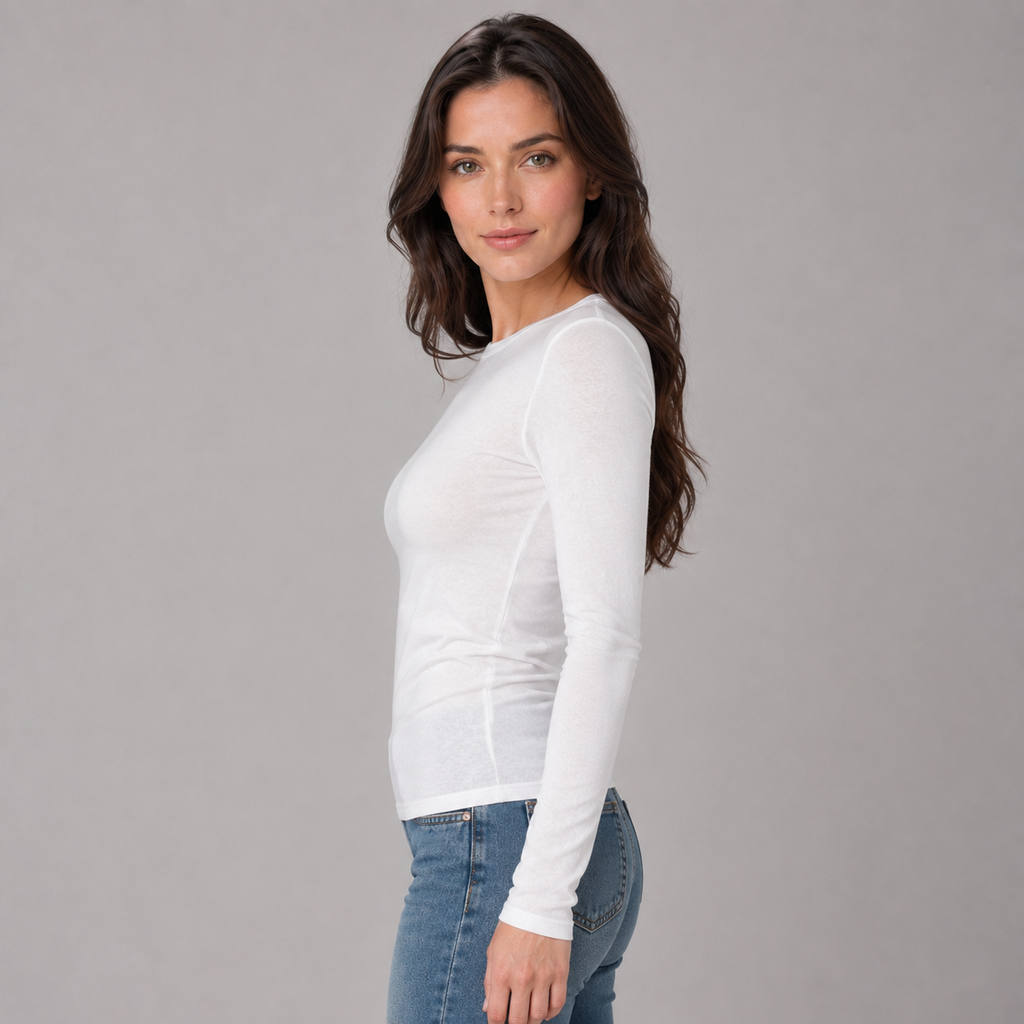 Women's slim-fit round neck long sleeve top
