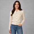 Women's cropped ribbed cardigan with gold-tone buttons
