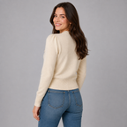 Women's cropped ribbed cardigan with gold-tone buttons