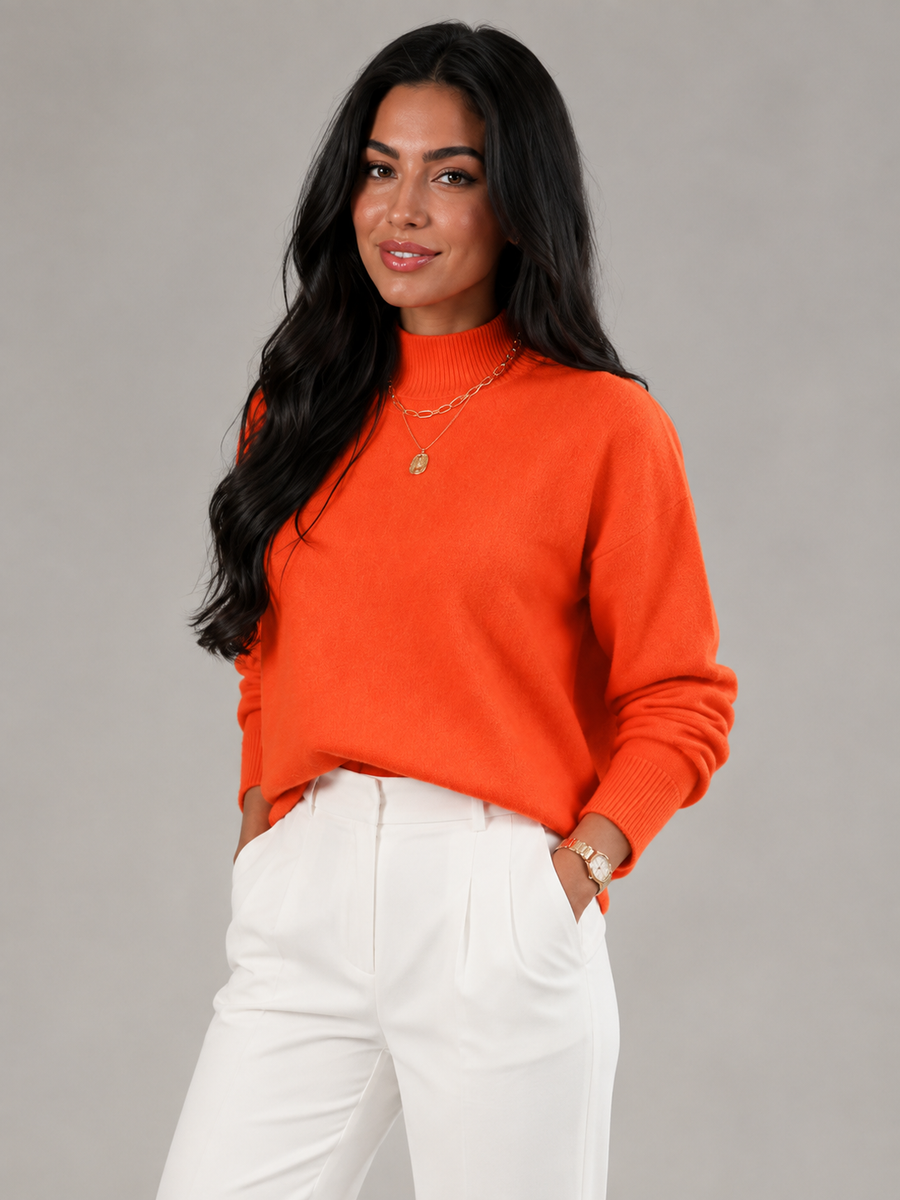Women's soft fine-gauge jumper with a mock neck