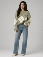 Women's argyle patterned knit jumper
