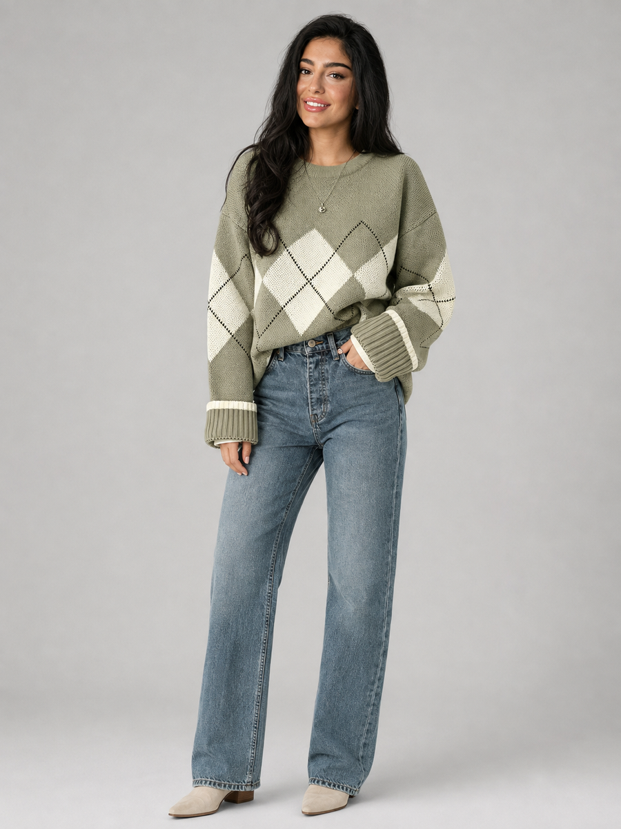 Women's argyle patterned knit jumper